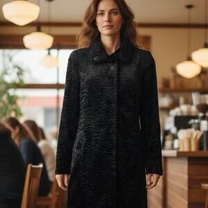 White House Black Market Coat Faux Persian Lamb Fur
Black Size Small